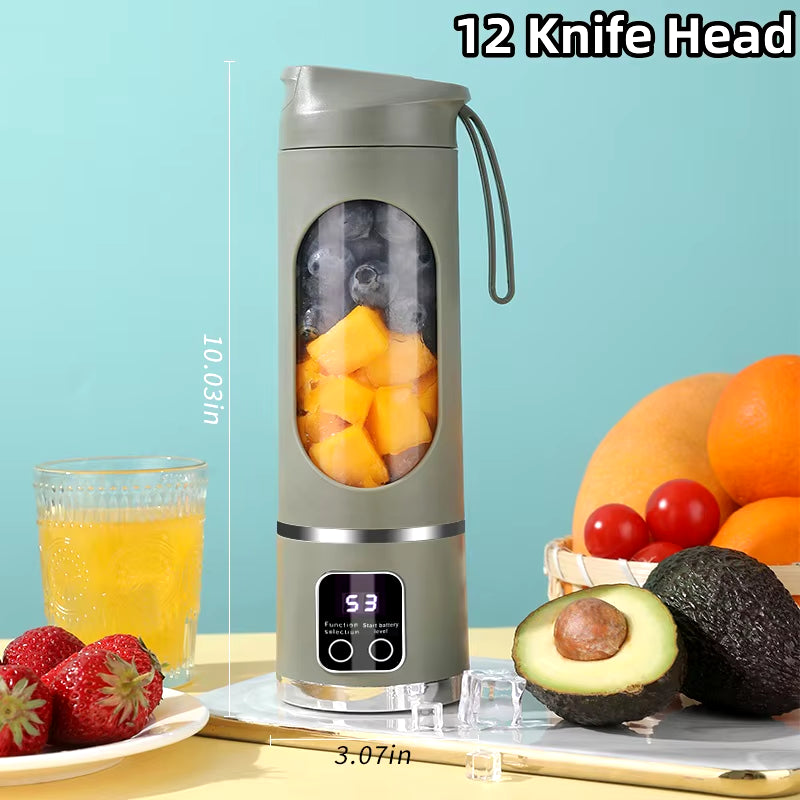 2024 Powerful Mini Crushed Ice Electric Juicer - 450ML Juice Cup with Digital Display