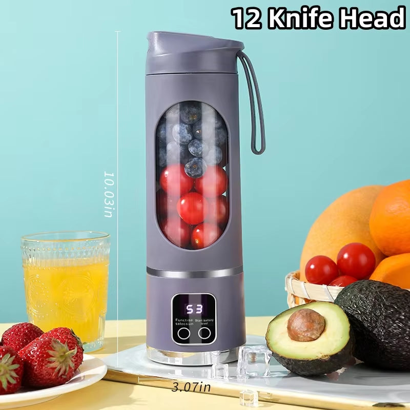 2024 Powerful Mini Crushed Ice Electric Juicer - 450ML Juice Cup with Digital Display