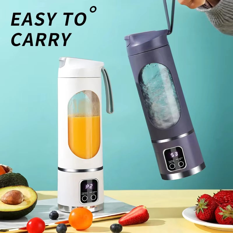 2024 Powerful Mini Crushed Ice Electric Juicer - 450ML Juice Cup with Digital Display