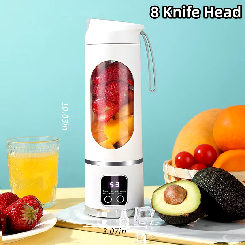 2024 Powerful Mini Crushed Ice Electric Juicer - 450ML Juice Cup with Digital Display