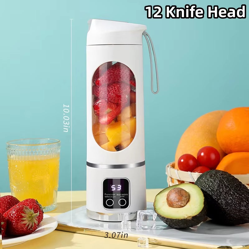 2024 Powerful Mini Crushed Ice Electric Juicer - 450ML Juice Cup with Digital Display