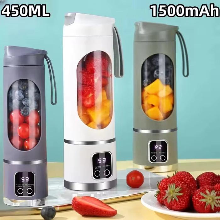 2024 Powerful Mini Crushed Ice Electric Juicer - 450ML Juice Cup with Digital Display